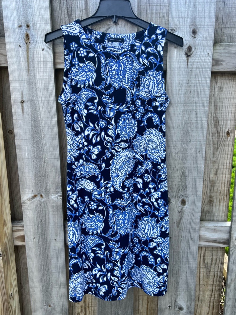 Tommy Hilfiger Navy & White Paisley Midi Shift Dress